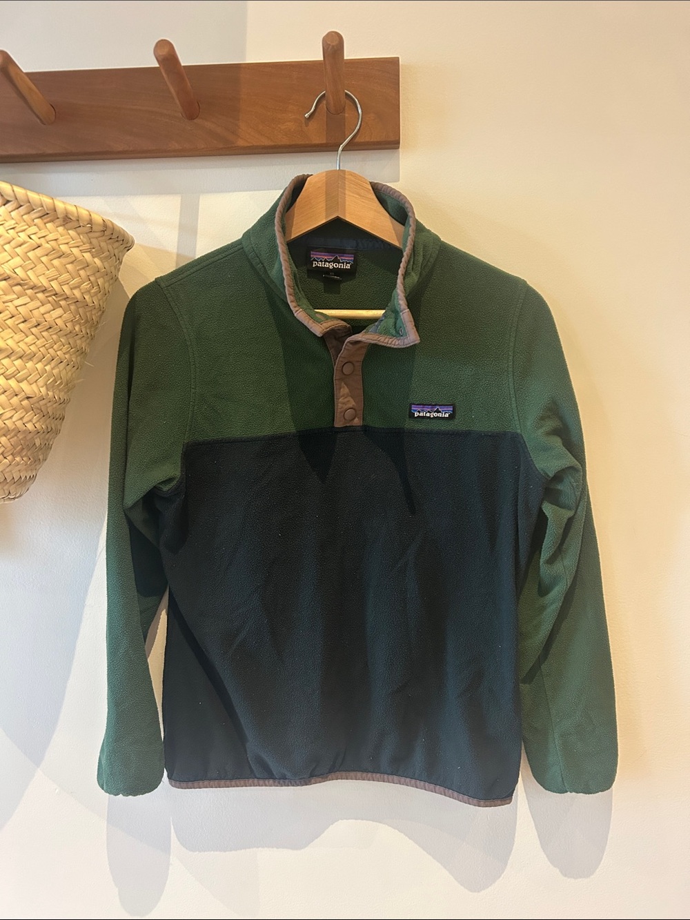 Patagonia Green and Black Snap-Front Fleece Pullover